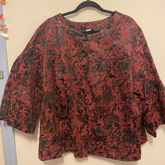 New Vintage Studio 1940 Women 26W Burgundy Black Floral Whimsical Festive Vams - Picture 12 of 13